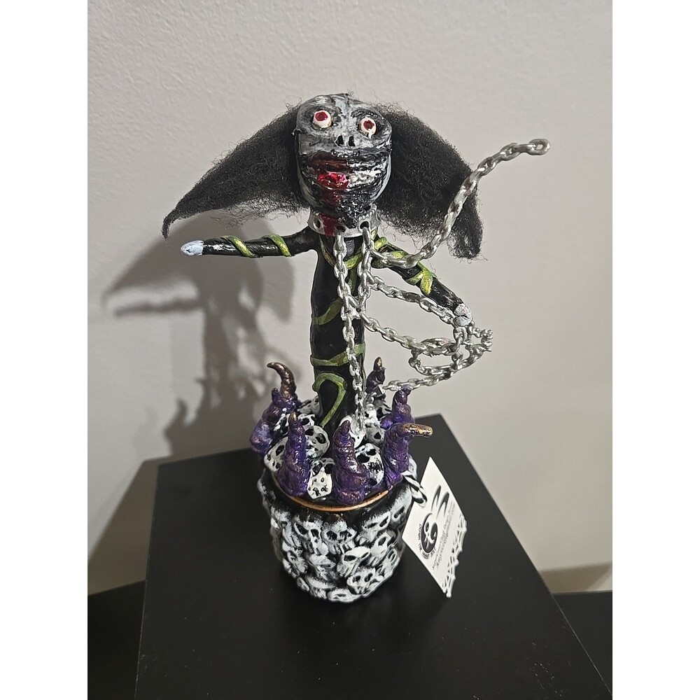 Handmade OOAK Art Clay Spooky Underwater Chained Creature Trinket Box & Topper